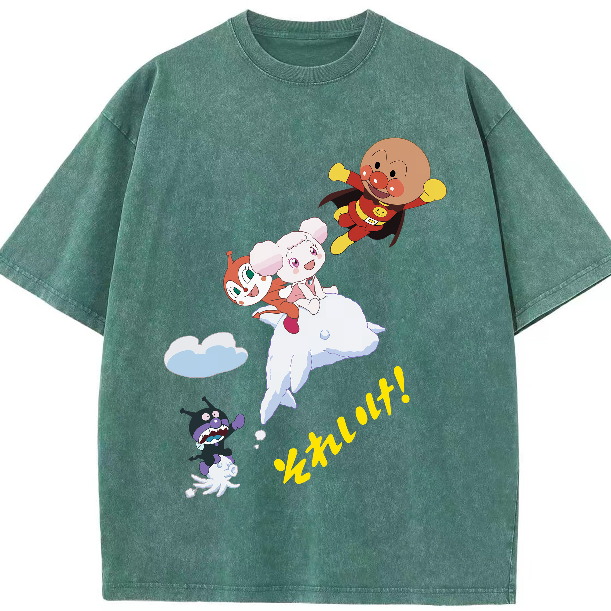 （画像用） アンパンマン Anpanman 綿100% ヴィンテージ風 半袖Tシャツ（フロントプリント）